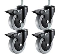 HighPerformance 125mm Swivel Casters M12 Silent Rubber Wheels with Brake 400kg Load Capacity 4Pack Furniture Wheels (75mm Brake) for Smooth Mobility