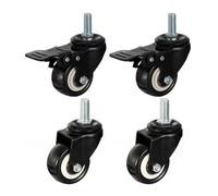 HighPerformance 2" Swivel Caster WheelsPolyurethane DoubleBearing 150kg Capacity Threaded Stem Mount Durable Black for Furniture Coffee Tables Cabinets