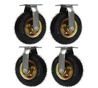 HighPerformance 6/8/10 Inch Rubber Swivel Caster Wheels 4 Pack Pneumatic Trolley Wheels for Easy Mobility & Durable Transport Perfect for DIY Projects & Furniture