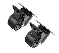 HighPerformance Caster Wheels 2 PackNylon & Steel Swivel Plates Office Chair Parts Leveling Wheels for WorkbenchFlat Design Black