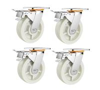 HighPerformance NylonWheels 4"/5"/6"/8"Industrial Trolley Casters with BrakesLoad BearingSmooth Rolling for Cart and Furniture