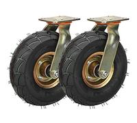 HighPerformance Swivel Caster Wheels 2Pack 8" & 10" Pneumatic Rubber Wheels Replacement Rollers with Double Ball Bearings for Furniture Carts & Workbench Equipment Ø250mm/10In