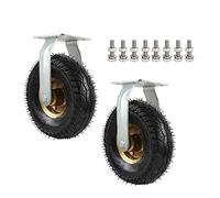 HighPerformance Swivel Casters Set with 6"/8"/10" Pneumatic Rubber Wheels Quiet Rolling Furniture Casters HeavyDuty 900 lbs Load Capacity Includes Screws for Easy Installation
