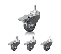 HighPerformance Swivel Casters with Brakes 4Pack 2.5" 3" 4" Polyurethane Wheels Double Ball Bearing M12 Threaded Stem HeavyDuty Replacement Wheels Load Capacity 530 lbs