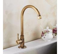 HighQuality Brass Kitchen Faucet Classic Goose Neck Design Single Handle Cold Water Mixer Brushed Bronze Finish and Stylish Sink Tap for Modern Kitchens