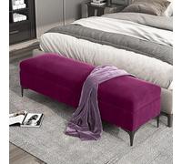 HighQuality Velvet Storage Bench for Bedroom No Assembly Required Upholstered Storage Ottoman with Pouf Stylish Purple 90x40 cm Perfect for Home Decor