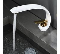 HighQuality White Bathroom Faucet Single Handle Lavato Mixer T Hot & Cold Water Copper Construction Easy Installation for Sink Modern Design