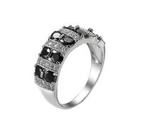 Highs and Lows Ring for My Daughter Silver Plated Sterling Simulated Diamond Stackable Ring Bands for Women Diamond Zircon Ring Size 6 10 (Black, 7)
