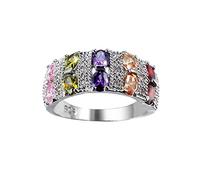 Highs and Lows Ring for My Daughter Silver Plated Sterling Simulated Diamond Stackable Ring Bands for Women Diamond Zircon Ring Size 6 10 (Multicolor, 8)