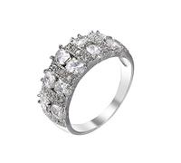 Highs and Lows Ring for My Daughter Silver Plated Sterling Simulated Diamond Stackable Ring Bands for Women Diamond Zircon Ring Size 6 10 (Silver, 7)