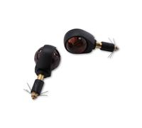 HIGHSIDER Smart Ochsenauge Bulb Bar End Indicator Body Black / Lens Smoked (Pair), Front & Rear