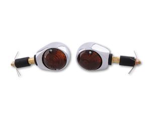 HIGHSIDER smart Ochsenauge Bulb Bar End Indicator Body Chrome / Lens Smoked (Pair), Front
