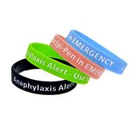 Highspirit Lyndong 4 Pack Anaphylaxis Alert Bracelet Use Epi-Pen in Emergency Silicone Medical Alert Awareness Identification Wristbands for Man Women