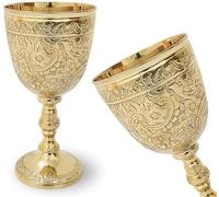 HIGHSTREET NAUTICAL Chalice Solid Brass Vintage Roman Drinking Wine Goblet Vintage Chalice Goblet Wine Cups - Renaissance Medieval Gift. (Antique, Golden)