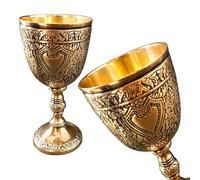 HIGHSTREET NAUTICAL Chalice Solid Brass Vintage Roman Drinking Wine Goblet Vintage Chalice Goblet Wine Cups - Renaissance Medieval Gift. (Antique, Antique Golden)