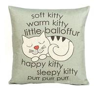 Highsun Cat Pillow Cushions Cover Happy Sleepy Kitty Print 18*18 Inches Throw Pillow Cover For Sofa Office Decorative Pillowslip Gift Ideas Household Pillowcase