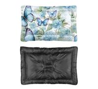 Hightopup Blue Butterflies Hydrangeas Dog Bed, Dog Mattress Bed Cushion Non Slip Bottom Comfort Washable Medium Multi Scenario Pet Bedding Gift Printed Dogs 90 x 60 cm