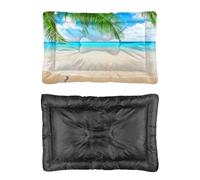 Hightopup Blue Sky Beach Palm Leaves Dog Bed, Dog Crate Cushion Non Slip Bottom Fluffy Bed Anti Chew Multi Scenario Furniture Gift Printed Mat 60 X 45 cm