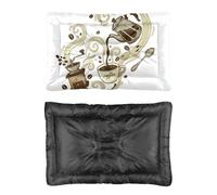 Hightopup Brown Coffee Swirling Dog Bed, Dog Crate Crate Liner Non Slip Bottom Tough Bed Medium Washable Multi Scenario Pet Bedding Gift Printed Cat Beds 90 x 60 cm