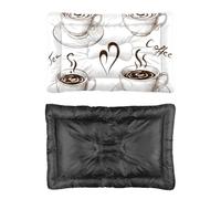 Hightopup Brown Line Art Tea Coffee Dog Bed, Dog Beds Pet Mat Non Slip Bottom Settle Mat Portable Washable Bed Medium Multi Scenario Pet Bedding Gift Printed Mattress 60 X 45 cm