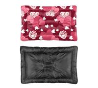 Hightopup Burgundy Rose Heart Dog Bed, Dog Crate Bed Crate Non Slip Bottom Flat Washable Multi Scenario Furniture Gift Printed Mattress 90 x 60 cm