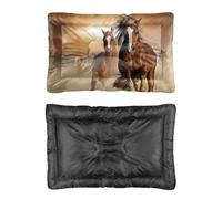 Hightopup Chestnut Running Wild Horses Dog Bed, Dog Crate Bed Pet Beds Non Slip Bottom Settle Mat Portable Beds Medium Washable Multi Scenario Bedding Gift Printed Pet 90 x 60 cm