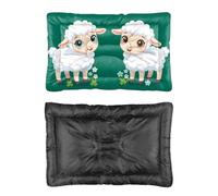 Hightopup Cute Lambs Flowers Green Dog Bed, Dog Mat Crate Mattress Non Slip Bottom Flat Bed Waterproof Multi Scenario Large Furniture Gift Printed Dogs Large Beds 60 X 45 cm