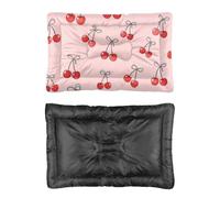 Hightopup Cute Red Cherry Bow Dog Bed, Dog Crate Outdoor Bed Non Slip Bottom Soft Crate Medium Washable Multi Scenario Pet Bedding Gift Printed Puppy 90 x 60 cm