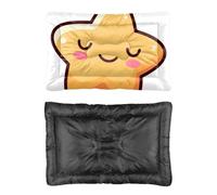 Hightopup Cute Yellow Smiling Star Dog Bed, Dog Mat Crate Bed Non Slip Bottom Settle Mat Portable Washable Medium Multi Scenario Large Furniture Gift Printed Small 60 X 45 cm
