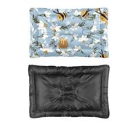 Hightopup Daisy Flowers and Bee Dog Bed, Dog Crate Bed for Car Boot Non Slip Bottom Soft Crate Medium Washable Multi Scenario Furniture Gift Printed Large 90 x 60 cm