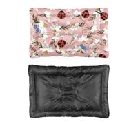 Hightopup Flower Ladybird Pink Dog Bed, Dog Crate Bed Dogs Beds Non Slip Bottom Soft Crate Anti Chew Multi Scenario Furniture Gift Printed Mat 90 X 60 cm