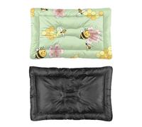 Hightopup Green Bee and Cherry Blossom Dog Bed, Dog Mat Crate Mattress Non Slip Bottom Soft Crate Anti Chew Bed Multi Scenario Bedding Gift Printed Dogs Large Beds 90 x 60 cm