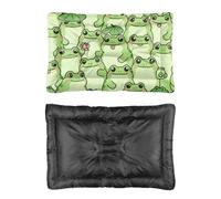 Hightopup Green Cartoon Frog Dog Bed, Dog Crate Bed Cushion Non Slip Bottom Comfort Medium Washable Multi Scenario Large Furniture Gift Printed Mattress 90 X 60 cm