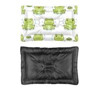 Hightopup Green Cute Frog Dog Bed, Dog Beds Crate Mat Non Slip Bottom Soft Bed Large Washable Multi Scenario Bedding Gift Printed Pet 60 X 45 cm