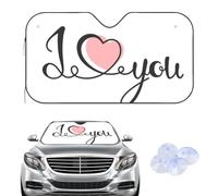 Hightopup I Love You Lettering Car Windscreen Cover Sunshades, Frost Car Windscreen Cover for Winter, Accessories Frost for Gifts Men Protection Window Suv Van (145× 80 cm)