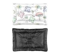 Hightopup Light Line Mushroom Butterfly Dog Bed, Cat Beds Pet Beds Non Slip Bottom Flat Dog Bed Medium Washable Multi Scenario Pet Bedding Gift Printed Small 60 X 45 cm