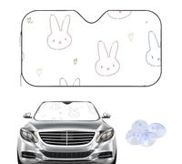 Hightopup Multicoloured Bunny Car Windscreen Cover Sunshades, Frost Winter Windscreen Cover, Car Accessories Ice for Gifts Wind Screen Protector Windshield for Suv Van (145× 80 cm)