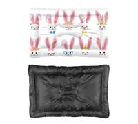 Hightopup Multicoloured Decorated Bunny Faces Dog Bed, Cat Beds Dog Bed for Car Boot Non Slip Bottom Settle Mat Portable Waterproof Mattress Multi Scenario Furniture Gift Printed Large 60 X 45 cm