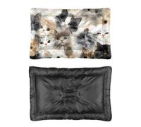 Hightopup Multicoloured Kitten Dog Bed, Dogs Bed Dog Travel Mat Non Slip Bottom Settle Mat Portable Settle for Multi Scenario Furniture Gift Printed Crate 60 X 45 cm