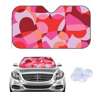 Hightopup Multicoloured Red Heart Abstract Windscreen Cover Sunshades, Frost Windscreen Cover Winter, Car Accessories Frost for Car New Driver Gifts Protection for Screen Suv Van (135× 60 cm)