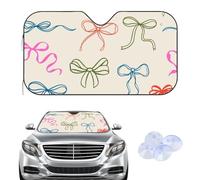 Hightopup Multicoloured Ribbon Bow Car Windscreen Cover Sunshades, Frost Winter Screen Cover for Cars, Car Accessories Insulated Windscreen Gifts for Men Protector Frost Window Suv Van (145× 80 cm)