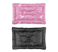 Hightopup Pink Bird Scroll Dog Bed, Dog Crate Bed Pet Mat Non Slip Bottom Comfort Waterproof Mattress Multi Scenario Furniture Gift Printed Pet 60 X 45 cm