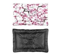 Hightopup Pink Cherry Blossom Branches Dog Bed, Dog Crate Bed Cushion Non Slip Bottom Soft Waterproof Multi Scenario Pet Bedding Gift Printed Mat 90 x 60 cm