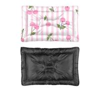 Hightopup Pink Cherry Line Dog Bed Pad Dog Portable Mat Mat for Crate Non Slip Bottom Pet Friendly Furniture Multi Scenario Multi Model Waterproof Cat Bed Gift Printed Crate Pads 60 X 45 cm