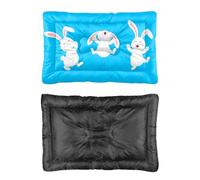 Hightopup Pink Happy Bunny Blue Dog Bed, Dog Crate Cushion Non Slip Bottom Fluffy Bed Waterproof Multi Scenario Furniture Gift Printed Large Plush 60 X 45 cm