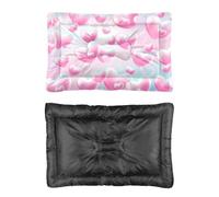 Hightopup Pink Heart Valentine's Day Dogs Beds Portable Dog Bed Corner Dog Bed Non Slip Bottom Cage Accessories Multi Scenario Multi Model Waterproof Gift Printed Kennel Pad 90 X 60 cm