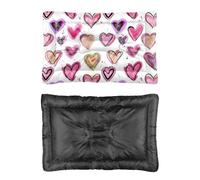 Hightopup Pink Purple Heart Dog Bed, Dog Mattress Bed Liner Non Slip Bottom Soft Settle Mat for Multi Scenario Large Furniture Gift Printed Medium 90 x 60 cm