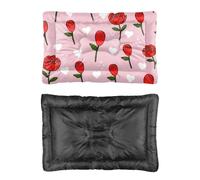 Hightopup Pink Rose Heart Dog Bed, Dog Crate Car Crate Non Slip Bottom Soft Large Waterproof Beds Multi Scenario Large Furniture Gift Printed Mattress 60 X 45 cm
