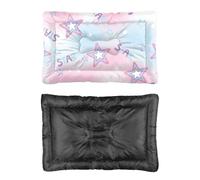 Hightopup Powder Blue Stars Dog Crate Beds Thick Dog Bed Pet Sleeping Mat Non Slip Bottom Car Essentials for Dogs Multi Scenario Multi Model Waterproof Crate Bed Gift Printed Pad 36× 24 Inch