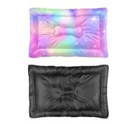 Hightopup Rainbow Coloured Starry Sky Dog Bed Non Slip Bottom Dog Warm Mat Easy Wash Bed Car Essentials Multi Scenario Multi Model Mat Gift Printed Corner 36× 24 Inch